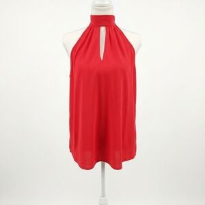 The Limited Red Halter Keyhole Blouse Medium